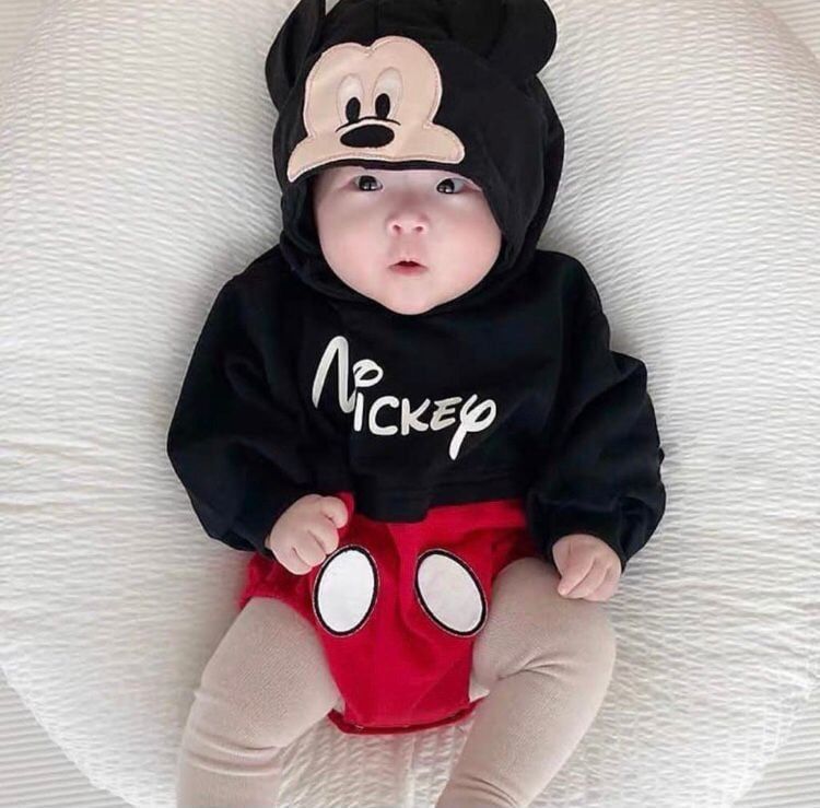 Mickey Fare Baskılı Bebek Badi 0-3