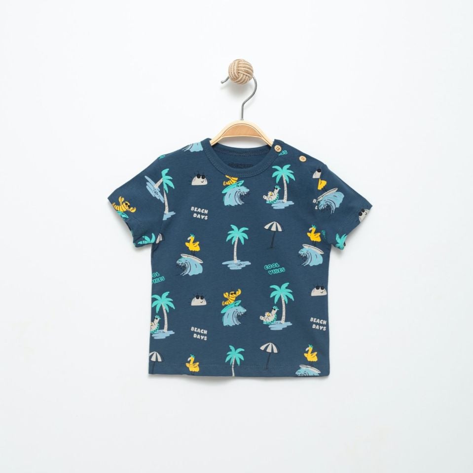 Yakası Düğmeli Pamuklu Tshirt Gri