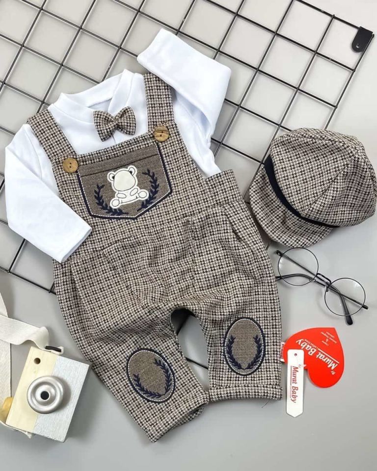 Yakalı Şapkalı Bebek Salopet Takım 3-6