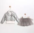 Deri Ceketli Tütü Etekli 3 Lü Kız Çocuk Takım