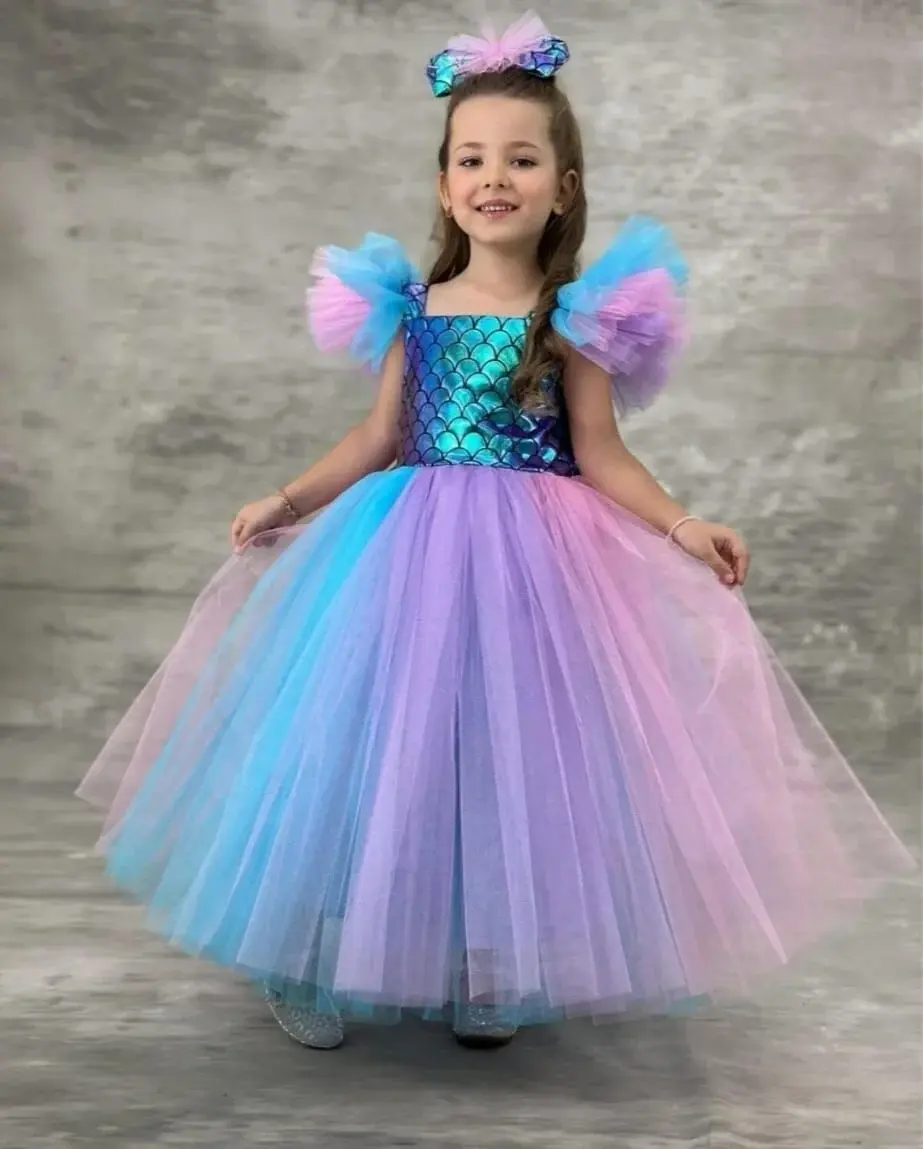 Denizkızı Uzun Tütülü Kız Çocuk Elbise