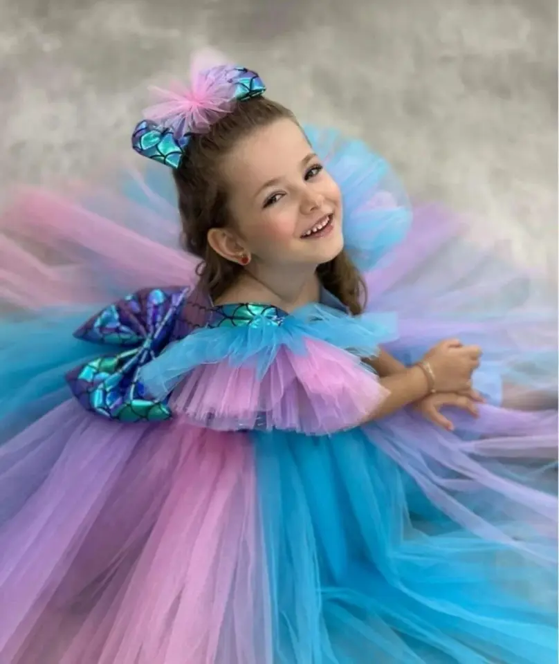 Denizkızı Uzun Tütülü Kız Çocuk Elbise