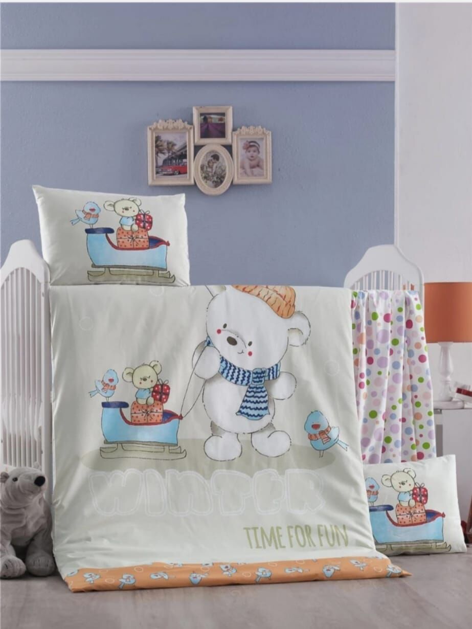 Ayıcık Detaylı %100 Pamuk Nevresim Takımı