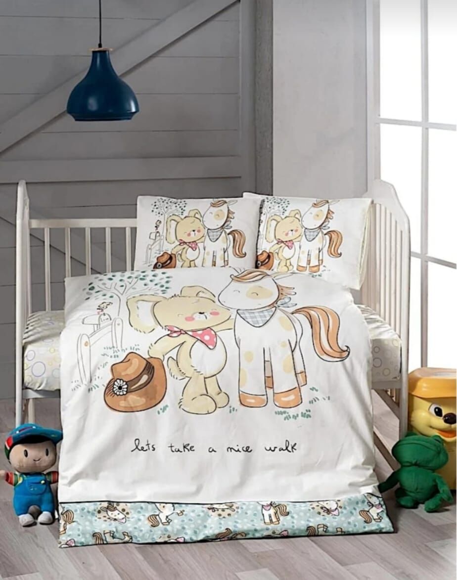 Sevimli Tasarım %100 Pamuk Bebek Nevresim Takımı