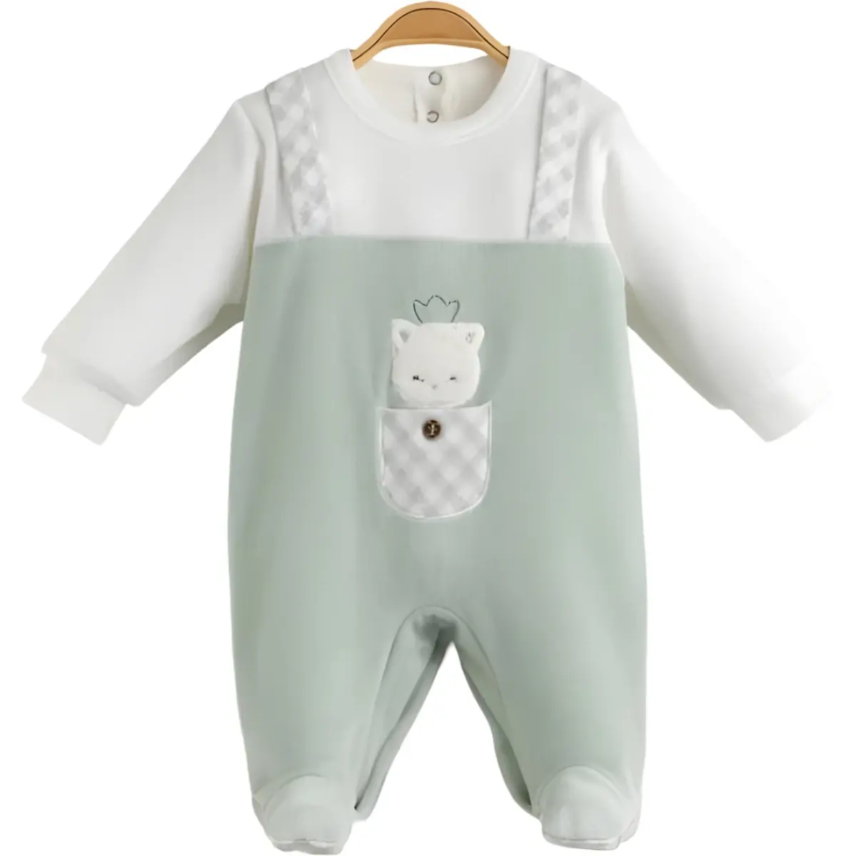 Askılı Cepli Kadife Bebek Tulumu