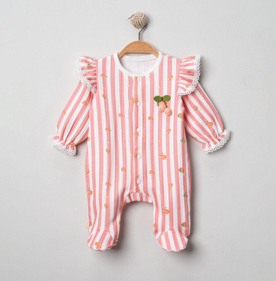 Kiraz Detaylı Bebek Tulum %100 Pamuk