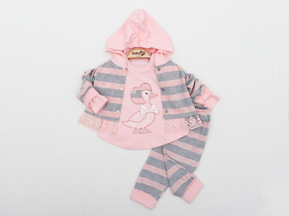 Bebek 3’lü Takım Kapüşonlu %100 Pamuk