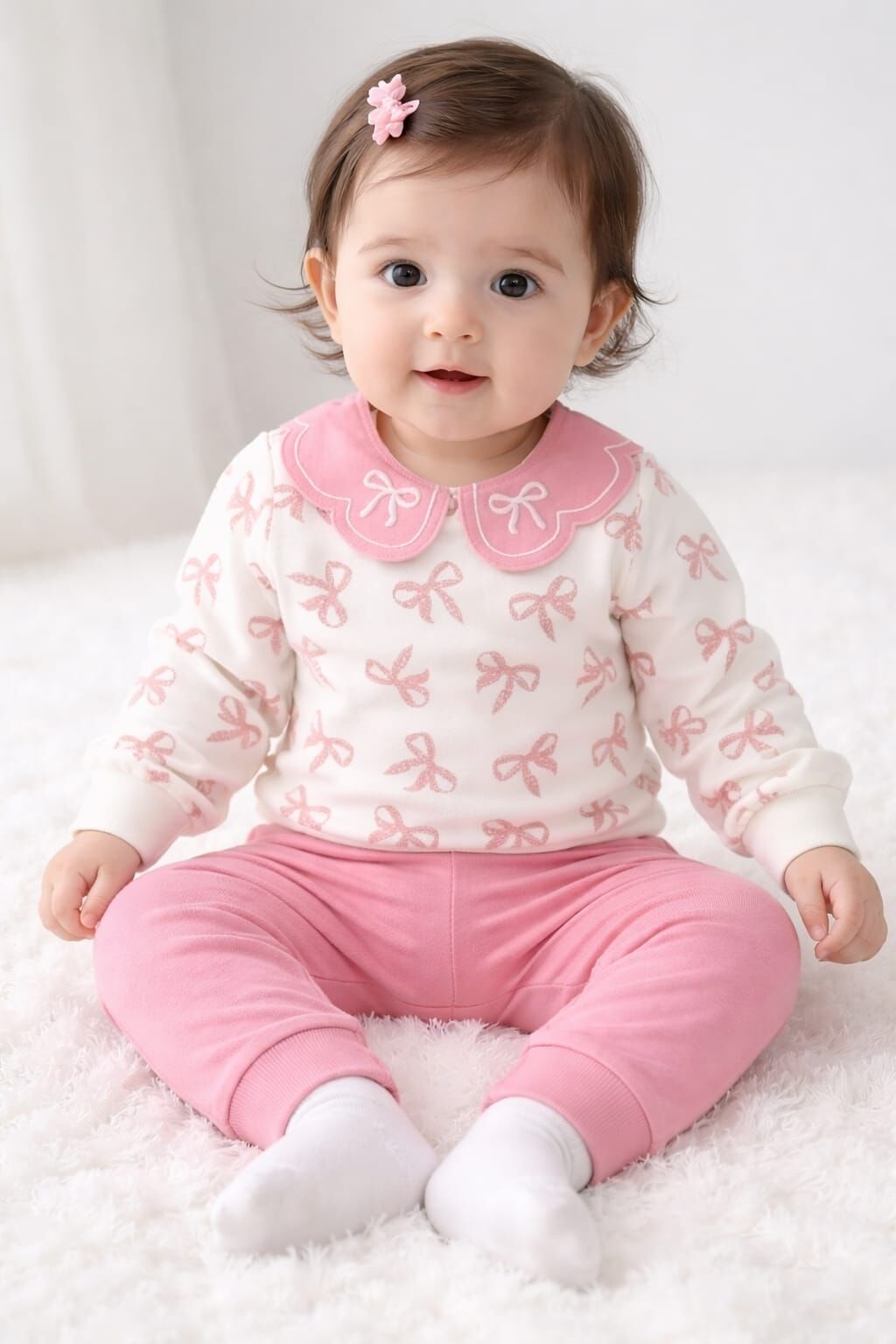 Yaka Detaylı Bebek Takım %100 Pamuk