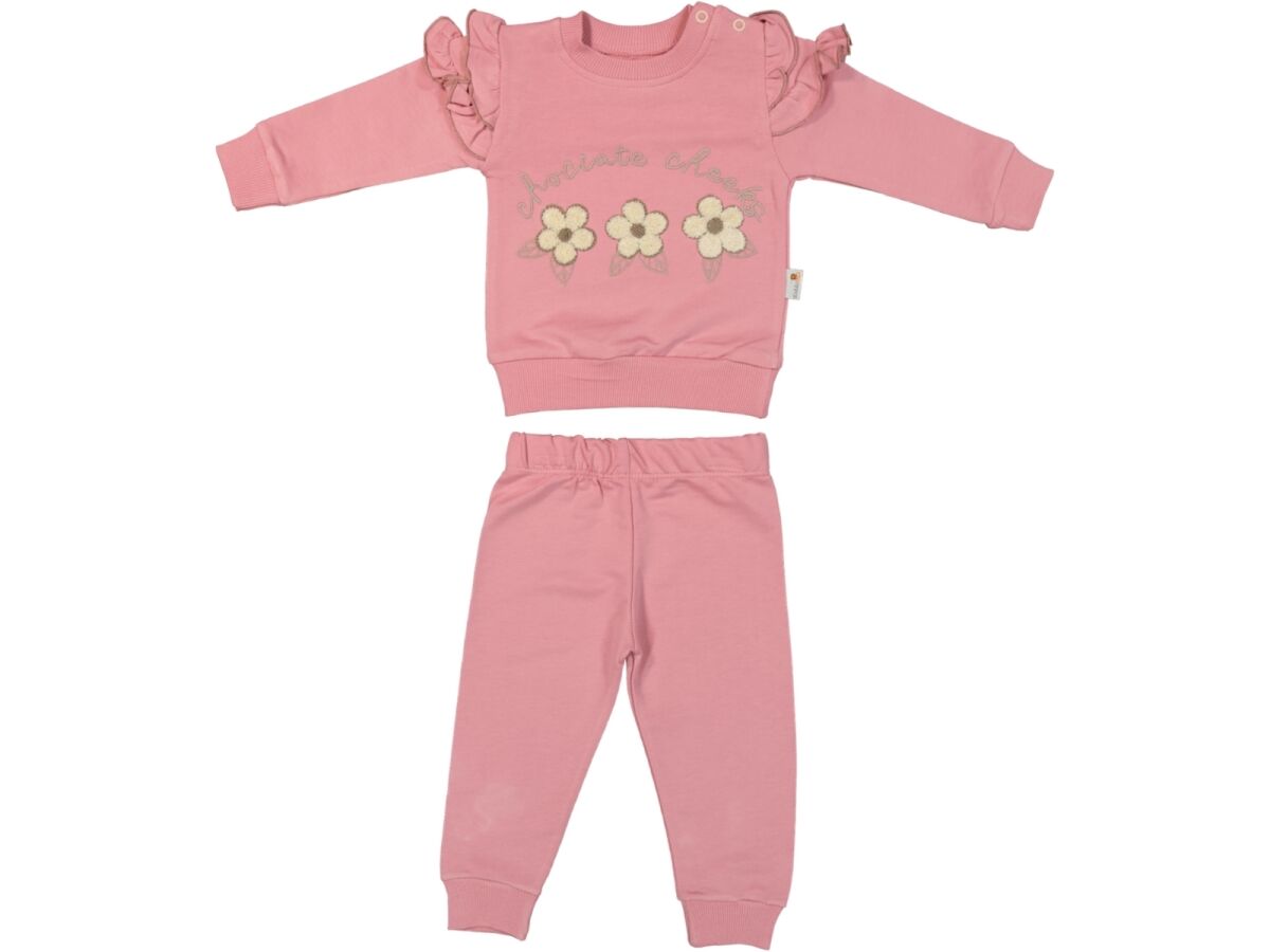 Papatya Nakışlı Fırfırlı Bebek Takım %100 Pamuk