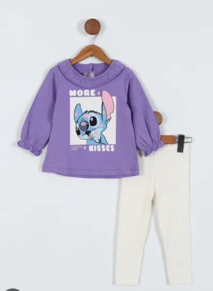 Stitch Baskılı Taytlı Kız Çocuk Takım