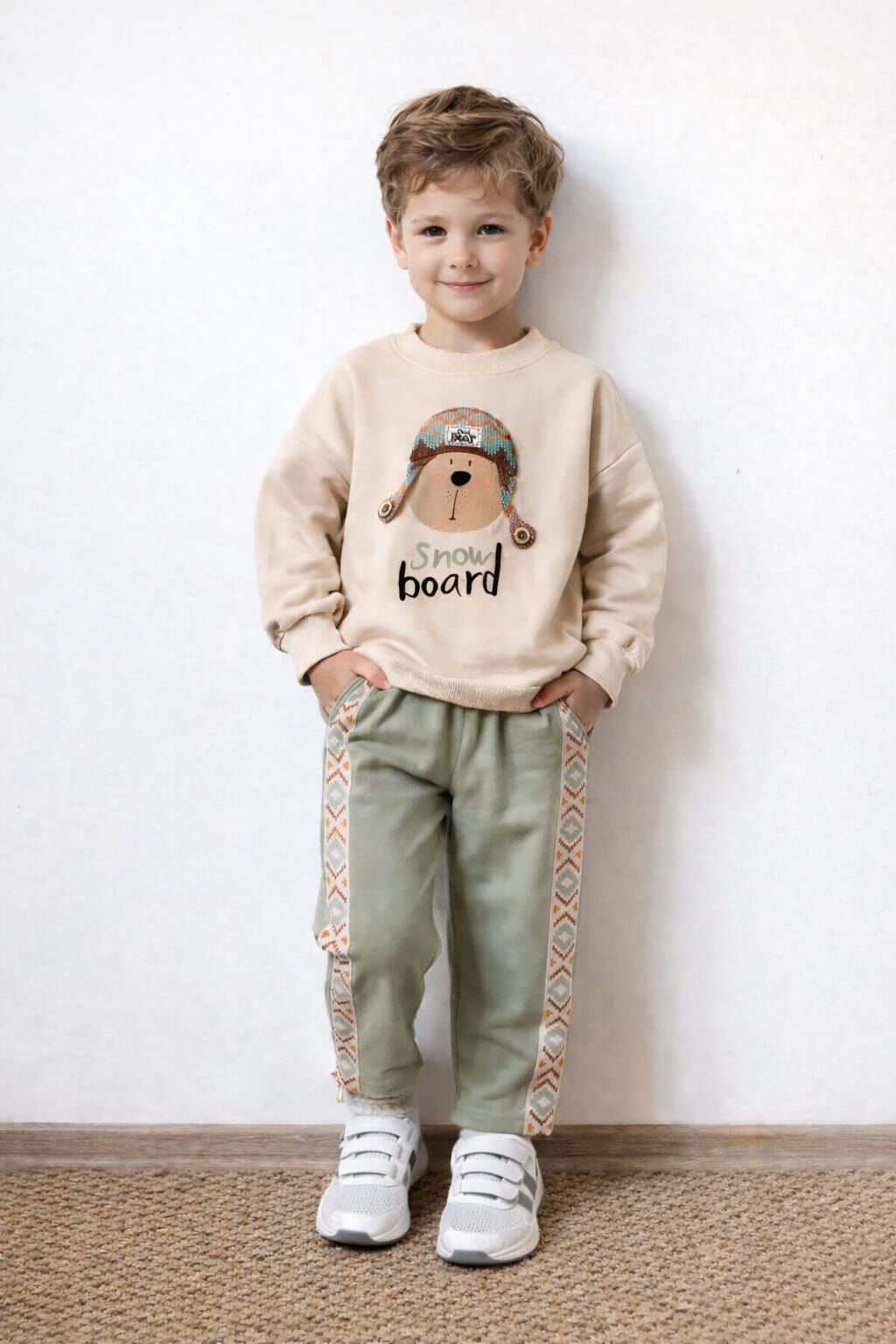 Erkek Çocuk Takım Mobil Bereli %100 Pamuk