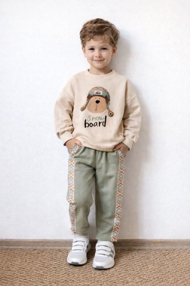 Erkek Çocuk Takım Mobil Bereli %100 Pamuk