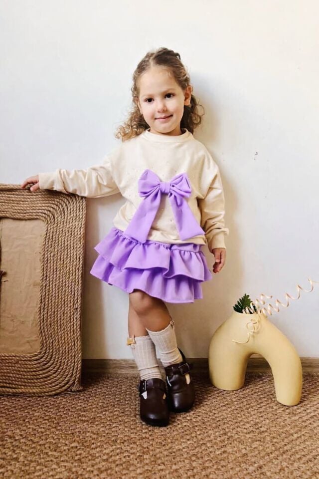 Fiyonk Detaylı Üst Fırfırlı Etekli Takım