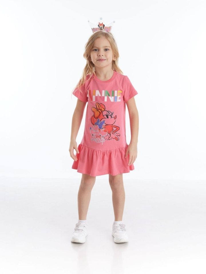 Minnie Mouse Lisanslı Çocuk Elbise Pembe