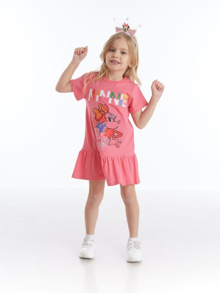 Minnie Mouse Lisanslı Çocuk Elbise Pembe