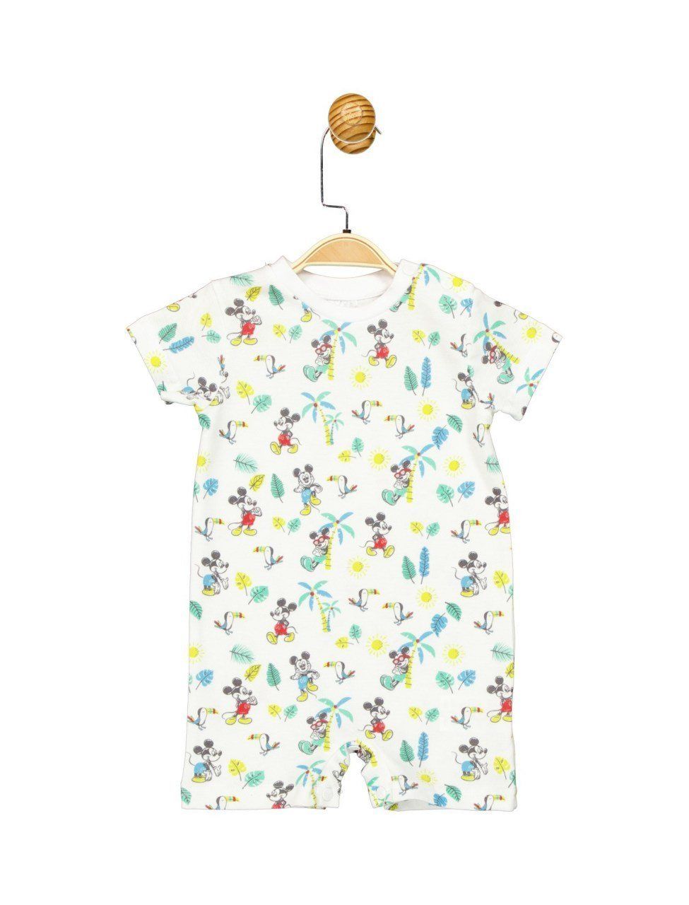 Mickey Mouse Lisanslı Lacoste Kısa Tulum Beyaz 3-6