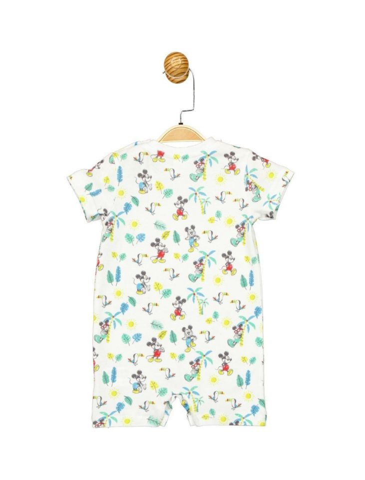 Mickey Mouse Lisanslı Lacoste Kısa Tulum Beyaz 6-9