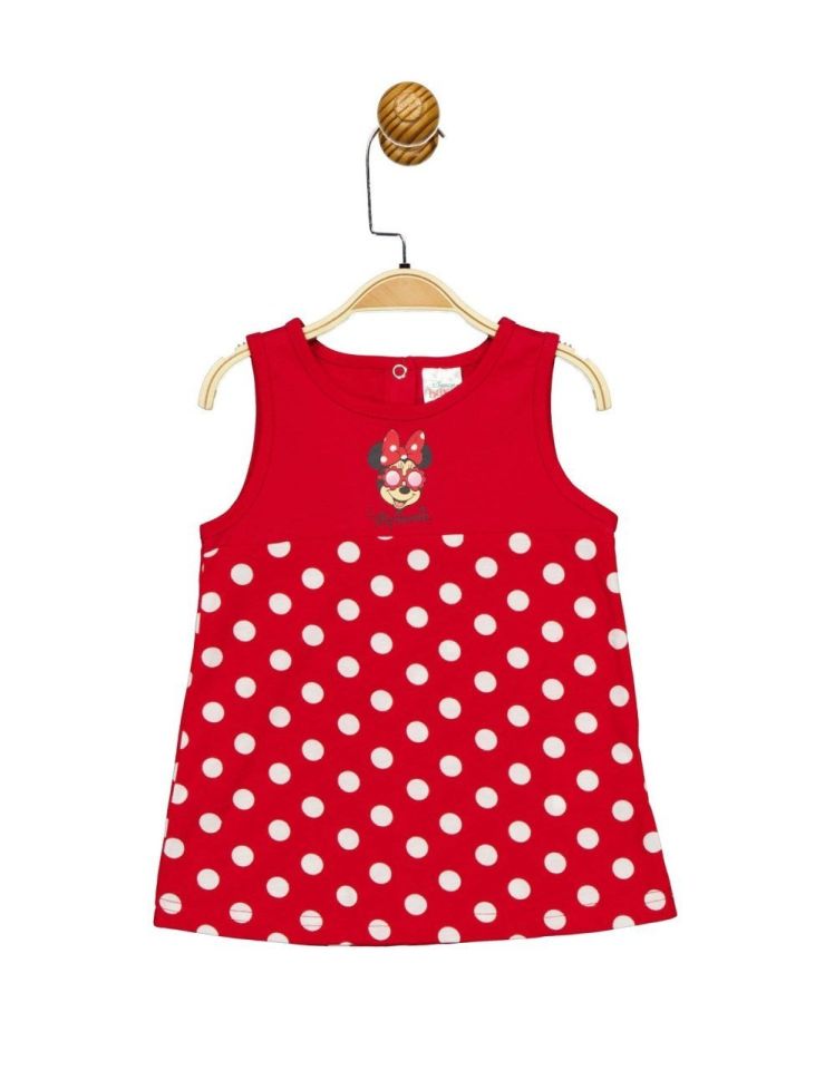 Minnie Mouse Lisanslı Bebek Elbise Kirmizi 9-12