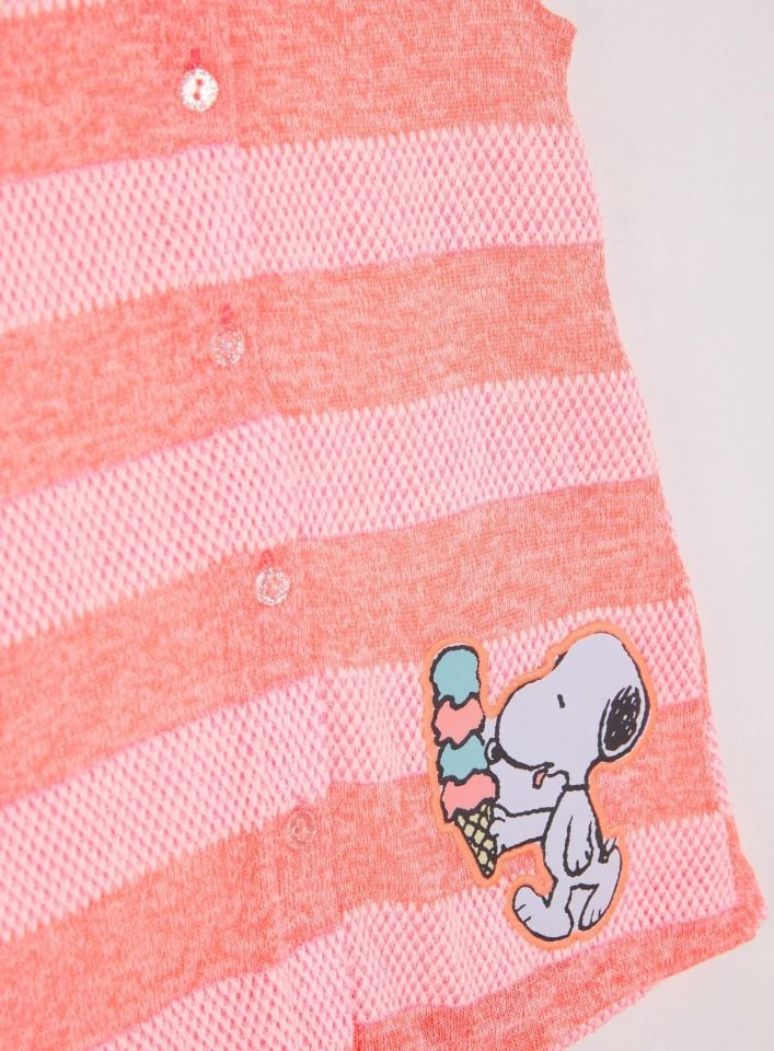Snoopy Lisansli Elbise Neon Çizgili
