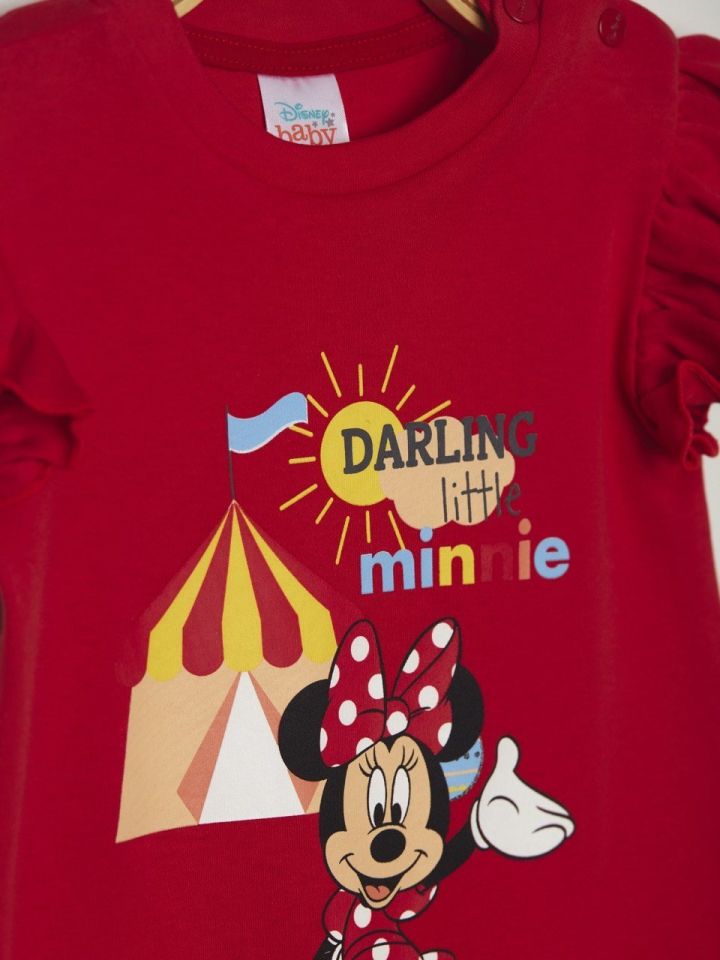 Minnie Mouse Lisanslı Bebek Şort Tulum Kirmizi 6-9