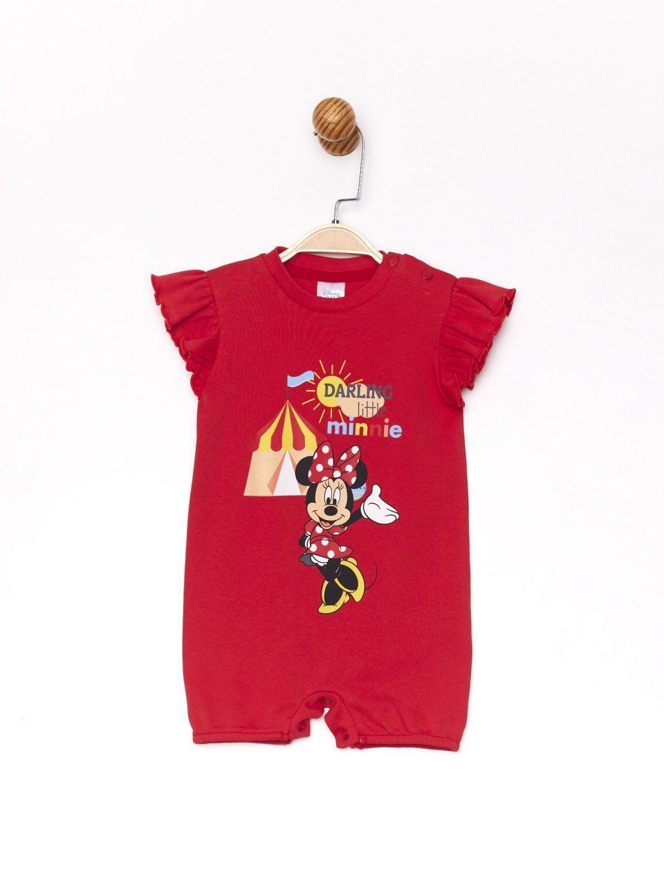 Minnie Mouse Lisanslı Bebek Şort Tulum Kirmizi 6-9