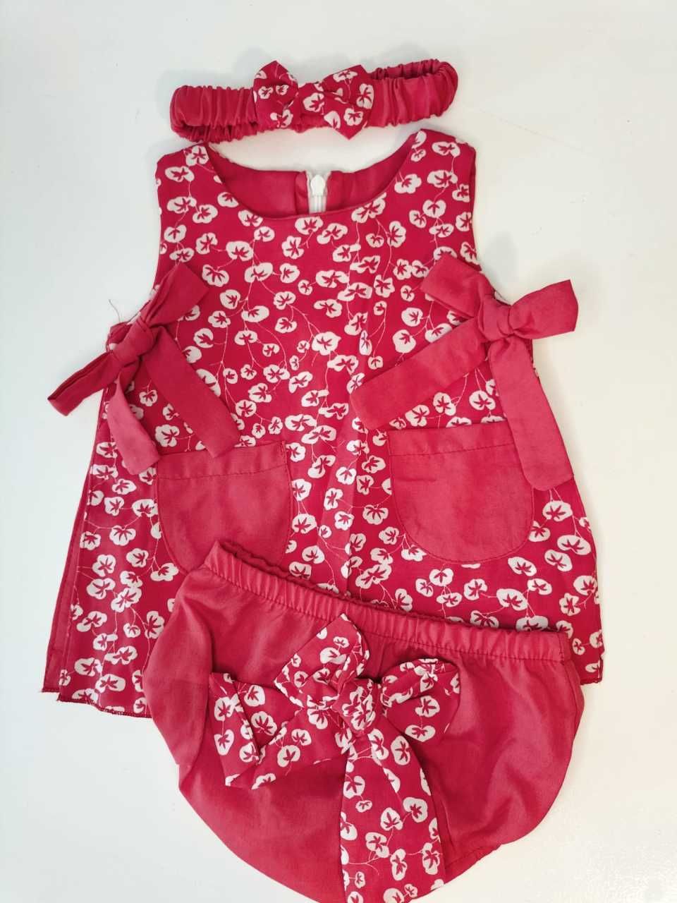 Bandanalı Çiçek Desenli Bebek Takım 9-12