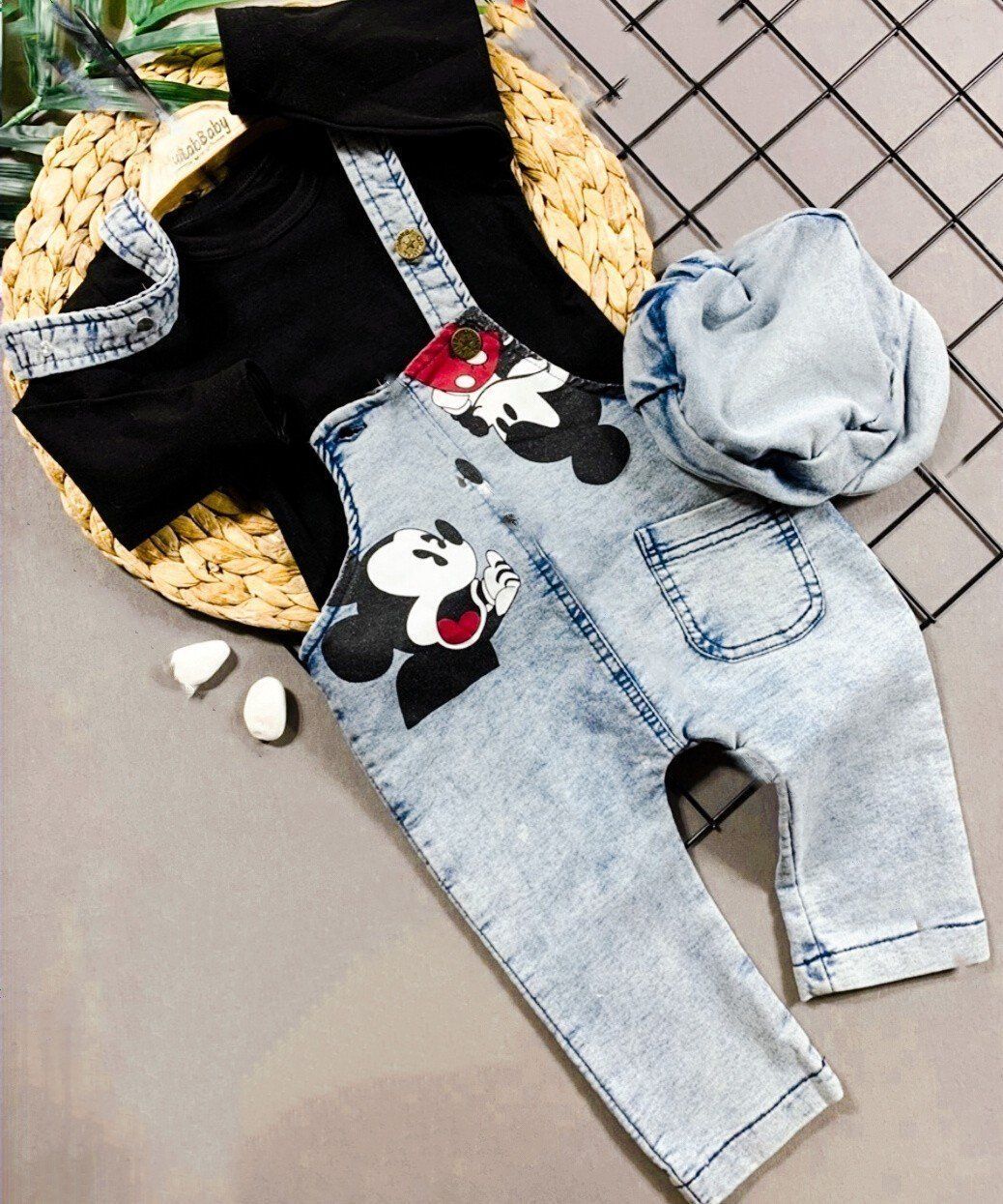 Mickey Fareli Kot Bebek Salopet Takım 9-12