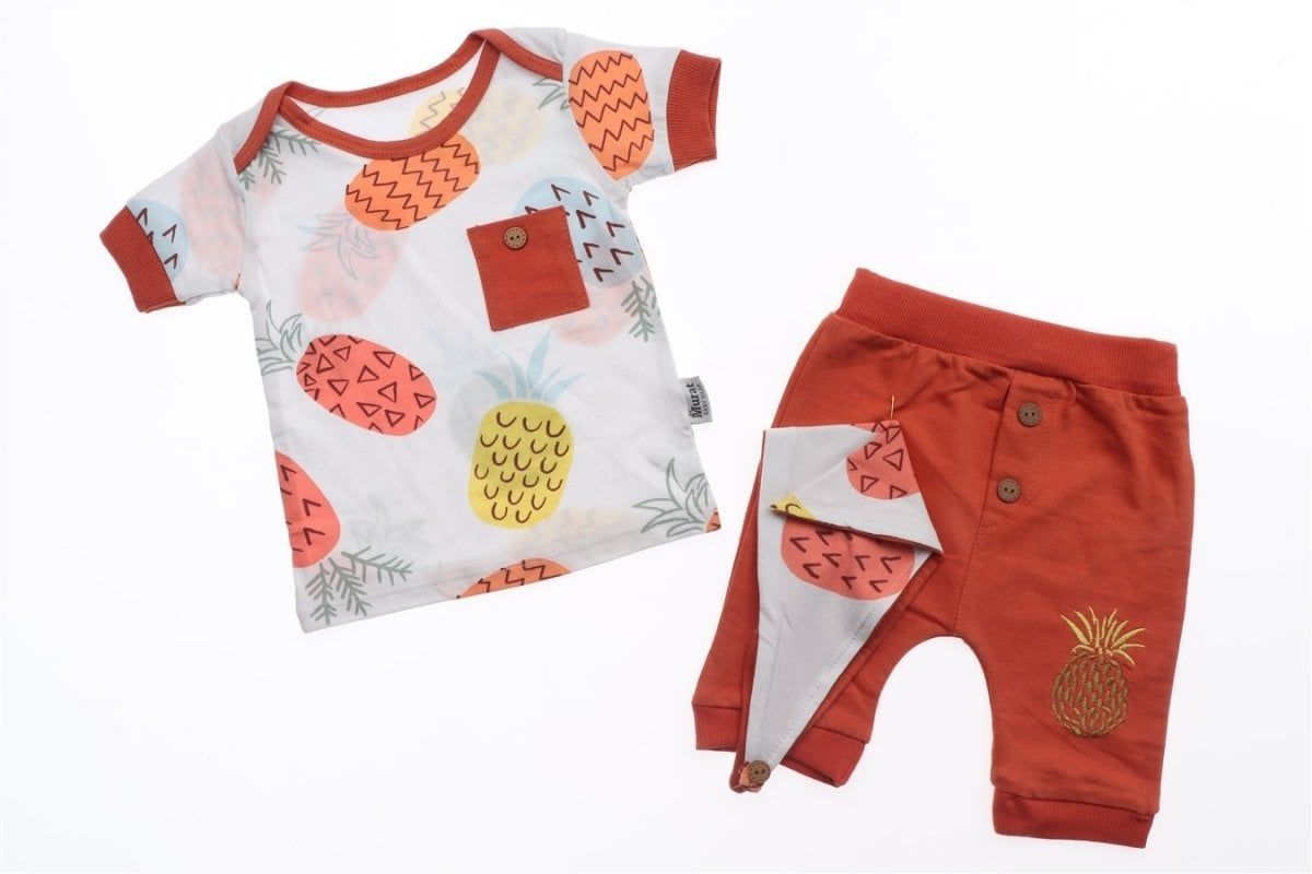 Ananas Baskı Önlüklü Bebek Takım