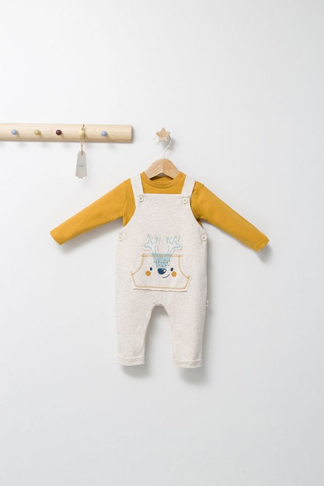 Fishing Deer Bebek Salopet Takım Krem 3-6