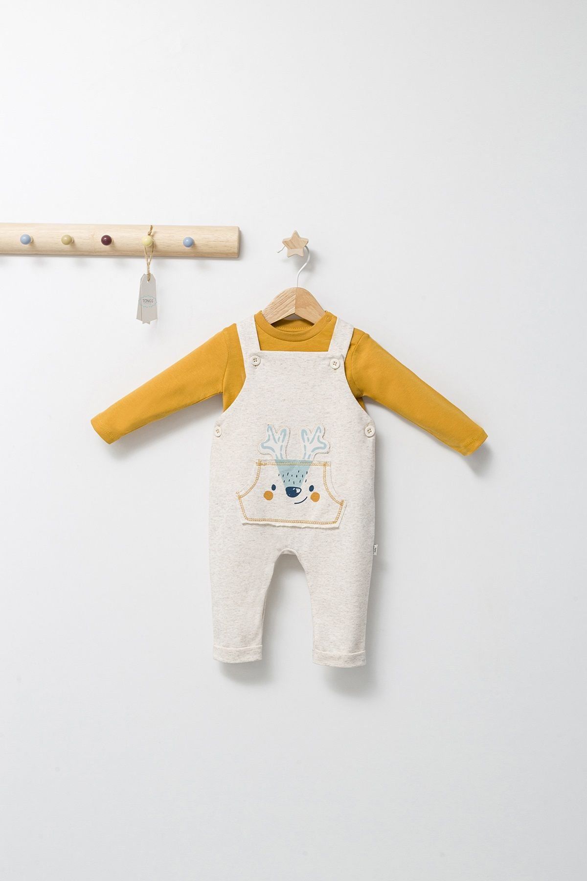 Fishing Deer Bebek Salopet Takım Krem 6-9