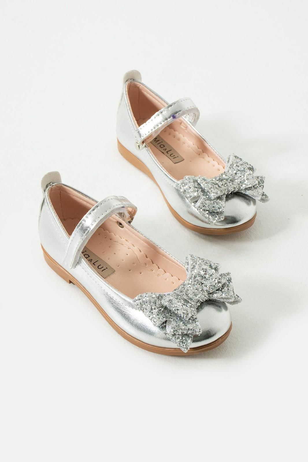 Mia Lui Kız Çocuk Fiyonklu Babet Ayakkabı Gümüş