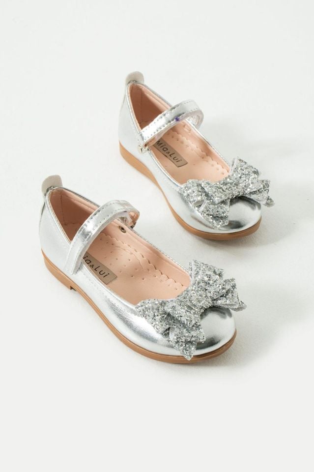 Mia Lui Kız Çocuk Fiyonklu Babet Ayakkabı Gümüş