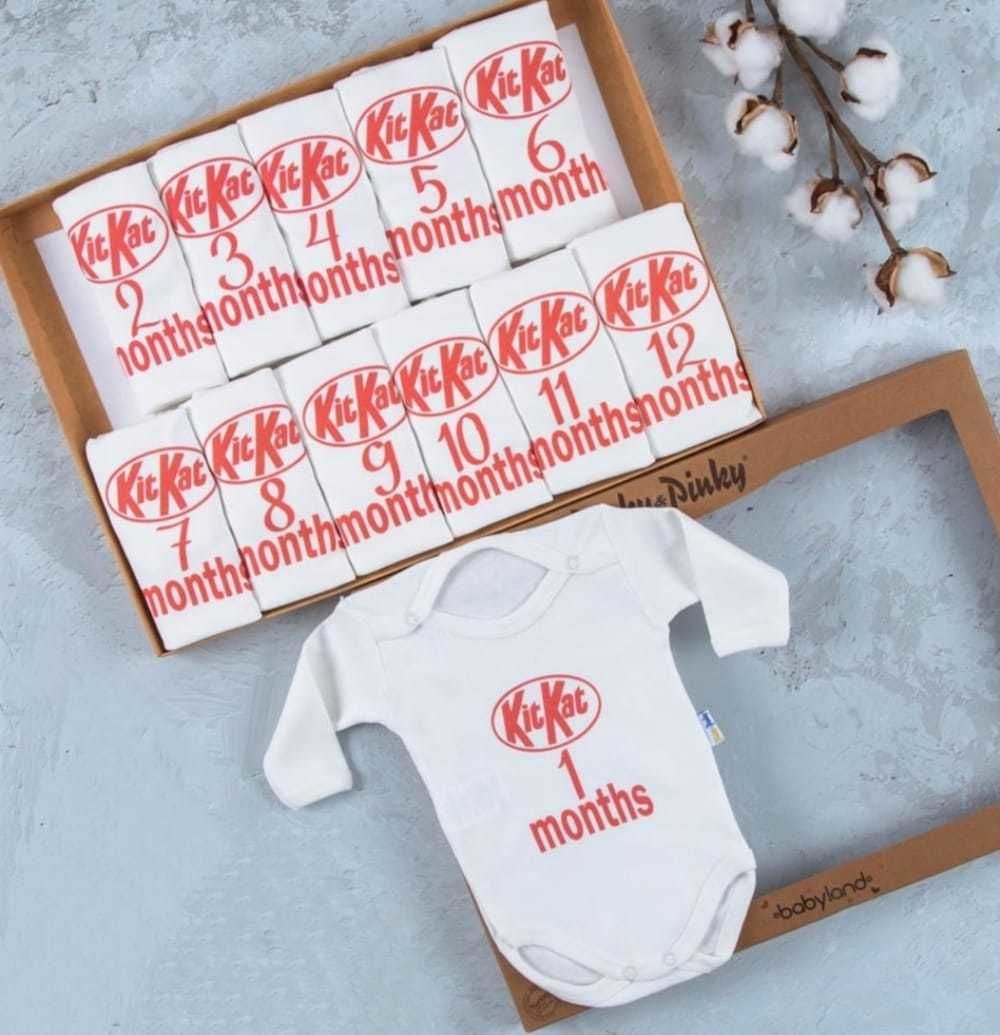Kit Kat Baskılı 12'li Uzun Kollu Çıtçıtlı Badi Bebek Set