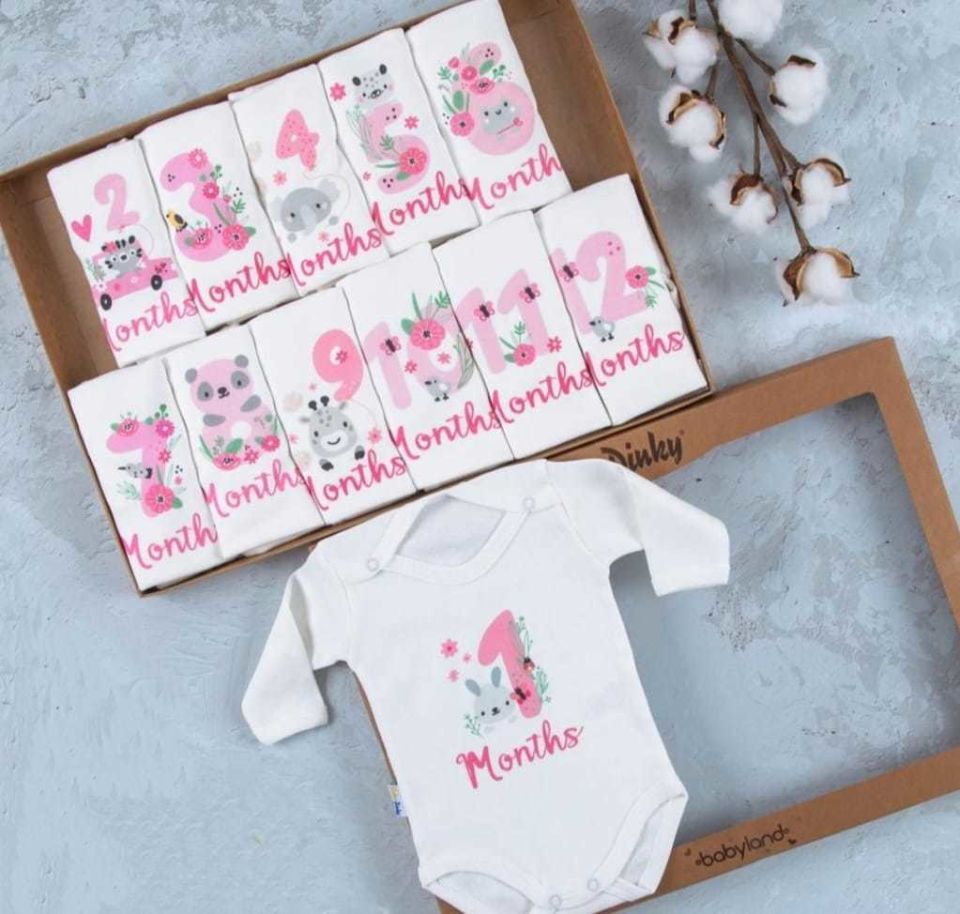 Panda Baskılı 12'li Uzun Kollu Çıtçıtlı Badi Bebek Set