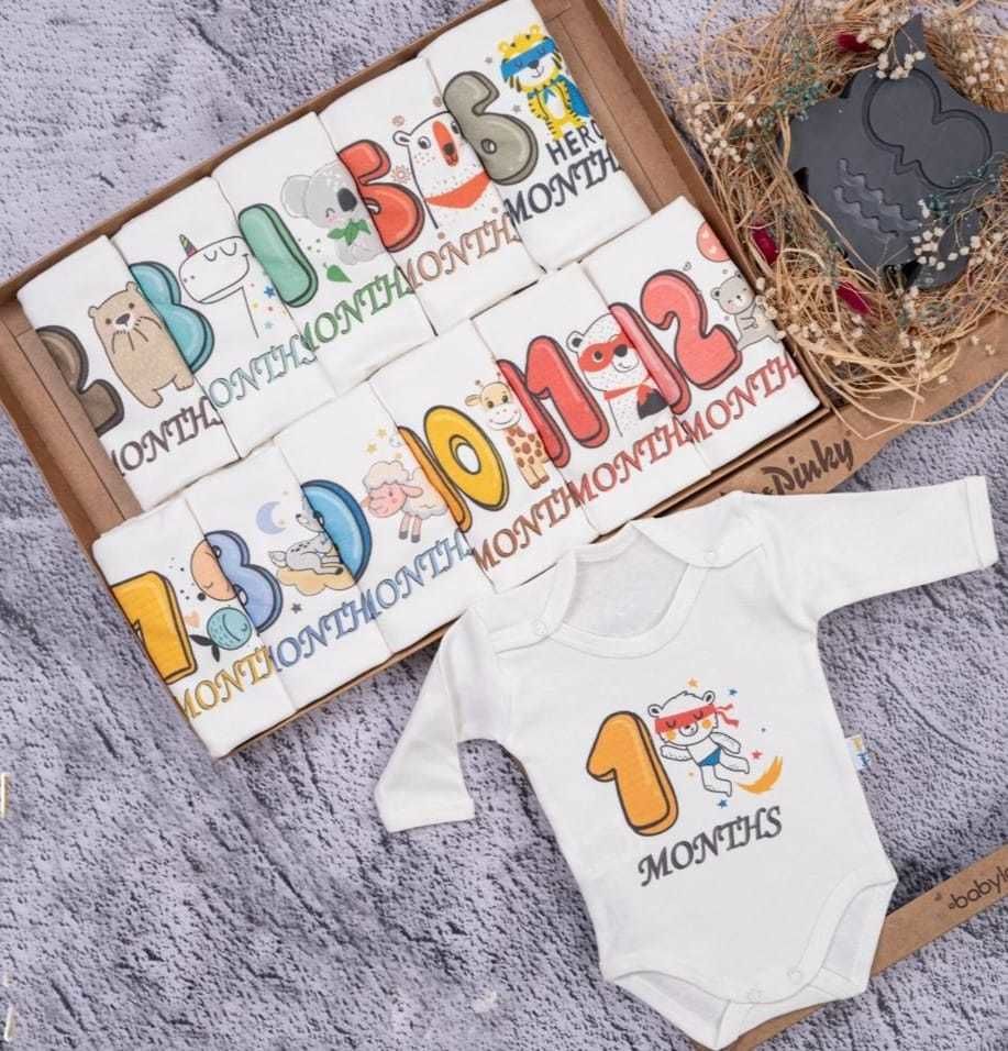Dinazor Baskılı 12'li Uzun Kollu Çıtçıtlı Badi Bebek Set